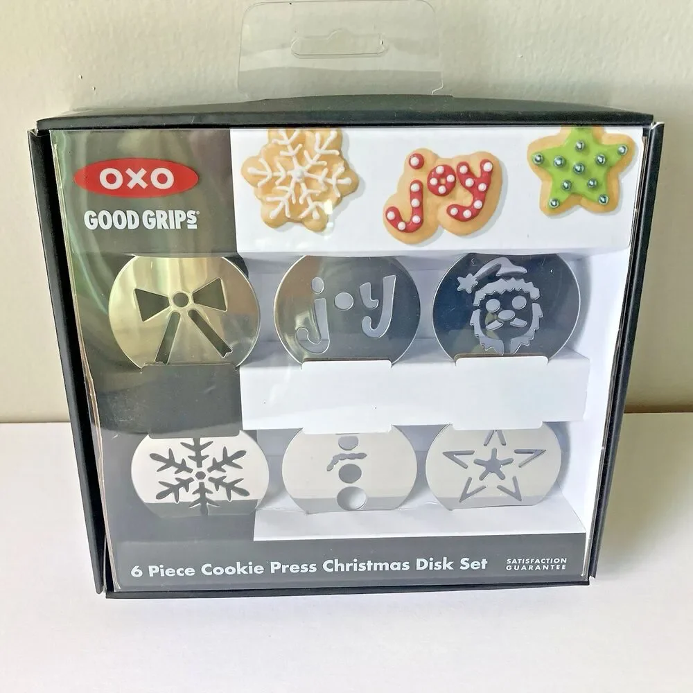 OXO Good Grips 6 Piece Cookie Press Disk Set Christmas Disk Set New In Box